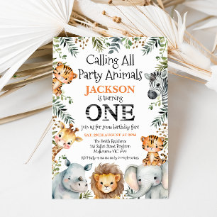 Invitation Boys Greenery Safari 1er anniversaire