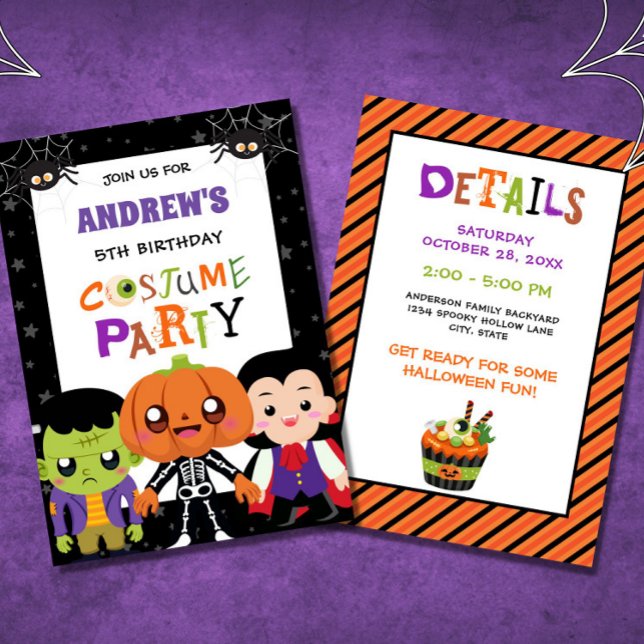 Invitation Boys Halloween Costume Party 5e anniversaire (Créateur téléchargé)
