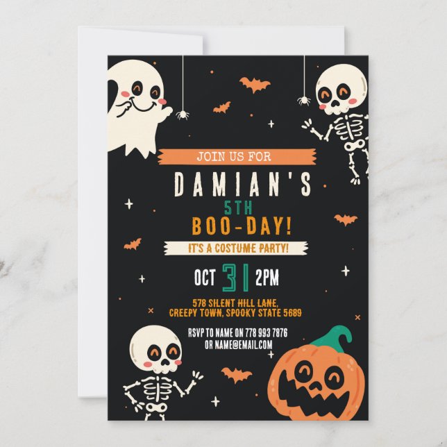 Invitation Boys Halloween Enfants Citrouille fête d'anniversa (Devant)