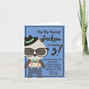 Invitation Boys Hipster Mister Panda Bear Anniversaire