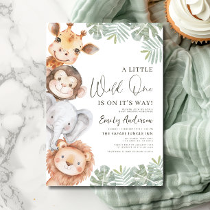 Invitation Boys Little Wild One Safari Animaux Baby shower