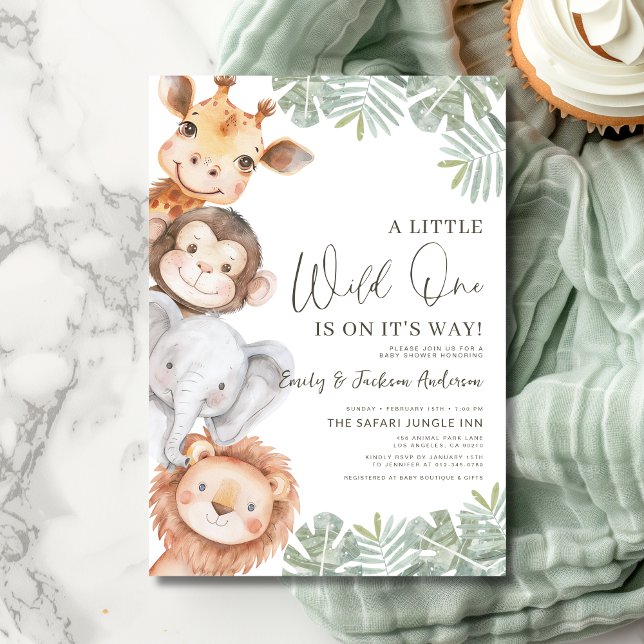 Invitation Boys Little Wild One Safari Animaux Baby shower (Créateur téléchargé)