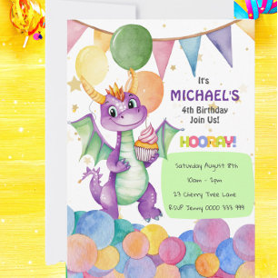 Invitation Boys mignon Dragon Anniversaire de enfant Invitati