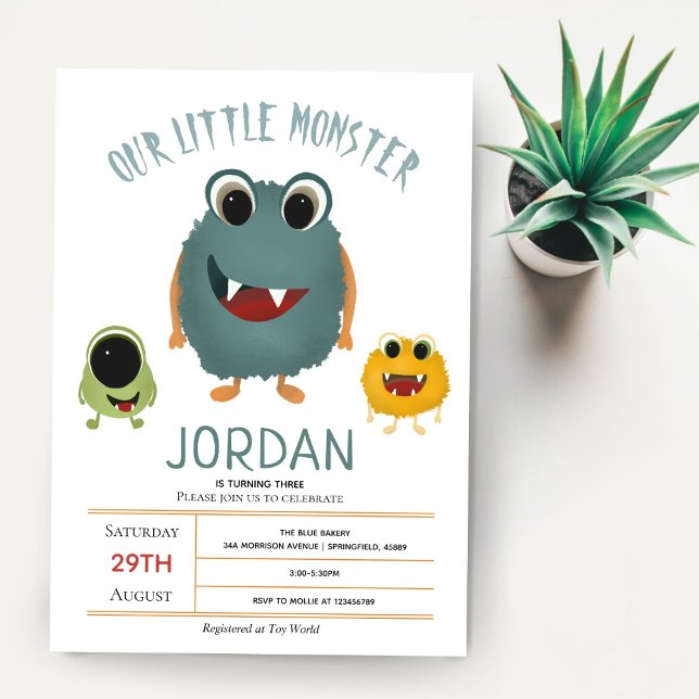 Invitation Boys mignon et moderne Monster Anniversaire de enf (Créateur téléchargé)