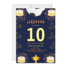 Boys Modern Blue Sports Anniversaire de enfant Inv