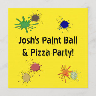 Invitation Boys Paint Ball Pizza fête d'anniversaire