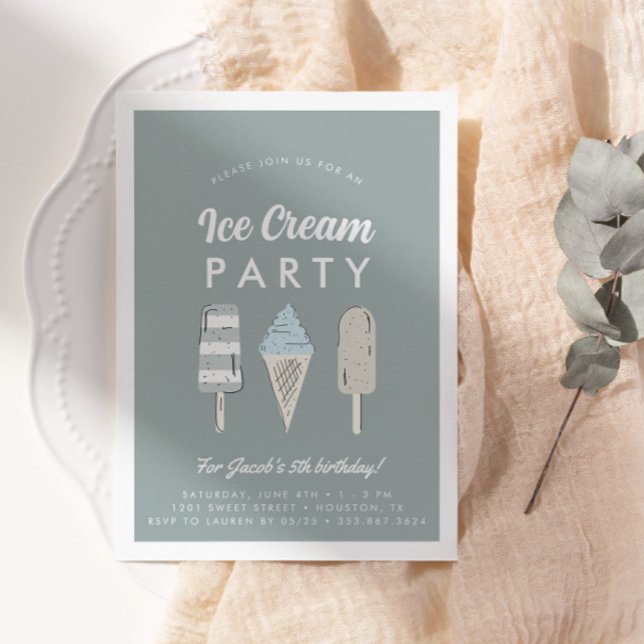 Invitation Boys Pastel Crème de glace Été fête d'anniversaire (Créateur téléchargé)