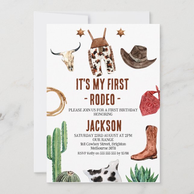 Invitation Boys Photo Mon premier rodéo Cowboy 1er anniversai (Devant)