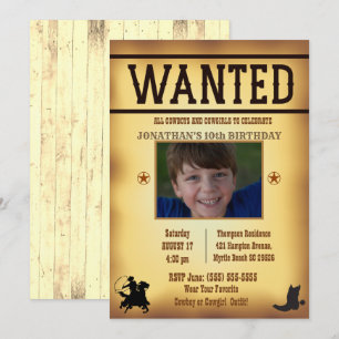 Invitation Boys Photo Rustique Brown Recherché Anniversaire