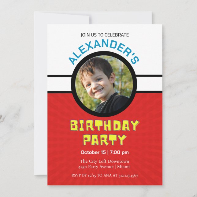 Invitation Boys Photo Superhero Anniversaire (Devant)