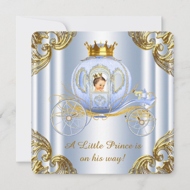 Invitation Boys Prince Royal Carriage Prince Baby shower (Devant)