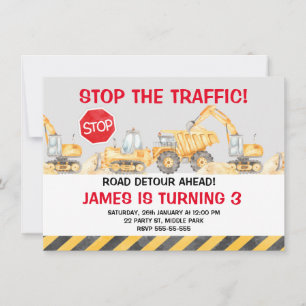 Invitation Boys Road Construction Arrêt La circulation Annive