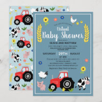 Boys Rustic Farm Tractor Baby shower virtuel