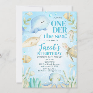 Invitation Boy's Sea Creatures One-der The Sea 1er anniversai