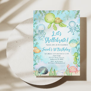 Invitation Boy's Shellebrate Sea Turtle Under Sea Birthday