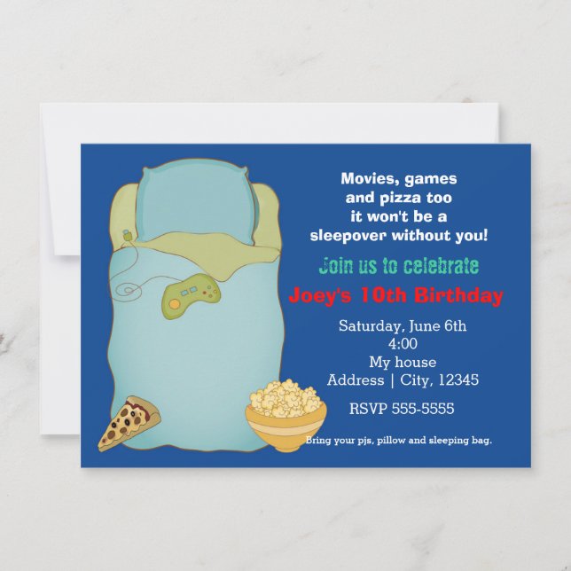 Invitation Boys Sleepover Fête de bois Anniversaire Invitatio (Devant)