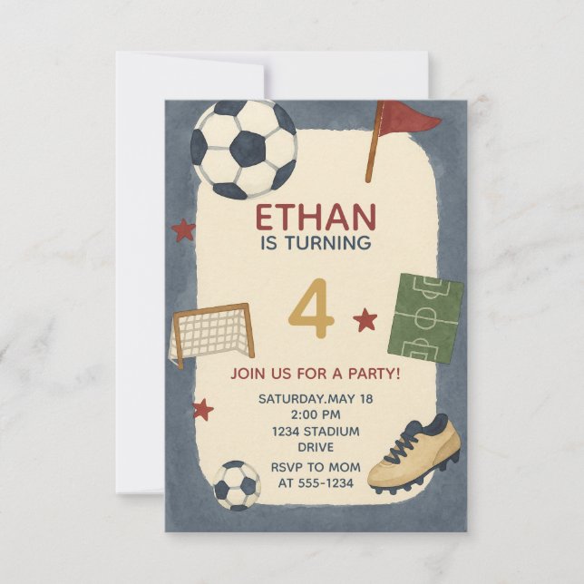 Invitation Boys Soccer Sports Anniversaire (Devant)