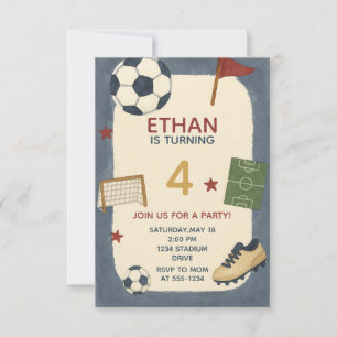 Invitation Boys Soccer Sports Anniversaire