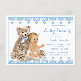 Invitation Boys Teddy Bear Baby shower