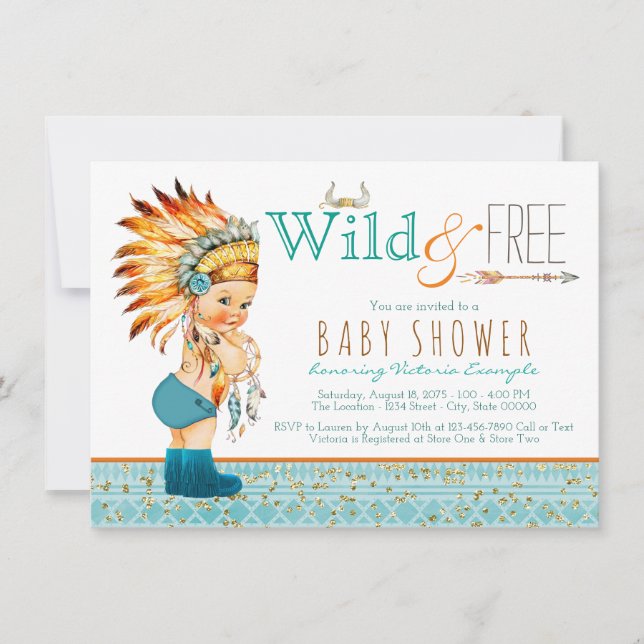 Invitation Boys Tribal Wild and Free Baby shower (Devant)