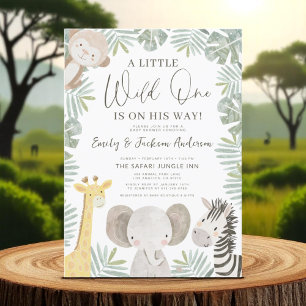 Invitation Boys Wild One Safari Animaux Couples Baby shower