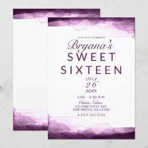 Invitation Boysenberry Purple Aquarelle Chic Sweet 16 Party