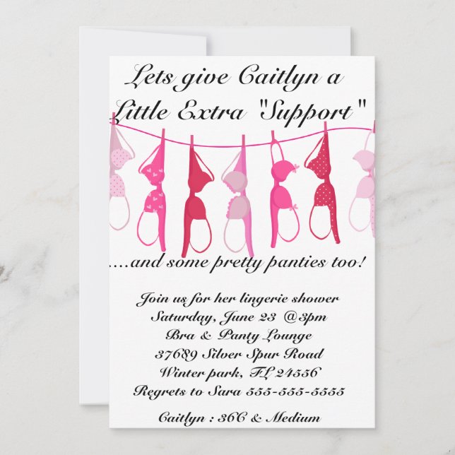 Invitation Bra & Panty Lingerie Shower (Devant)