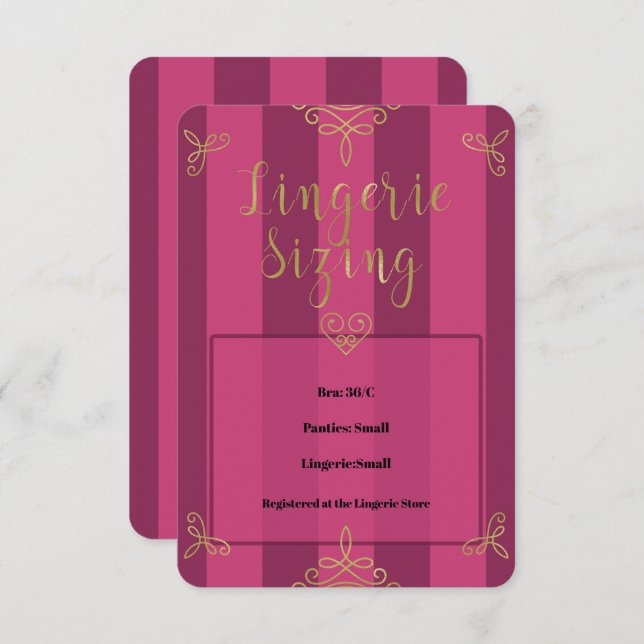 Invitation Bracelet en lingerie moderne violet or (Devant / Derrière)