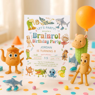 Invitation Brainrot meme fête d'anniversaire