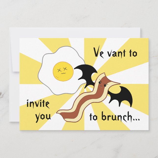 Invitation Branche de brunch idiot avec bacon vampire et œuf  (Devant)