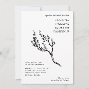 Invitation Branche de l'arbre dessiné - Photo moderne Mariage