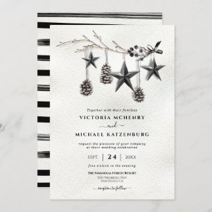 Invitation Branche de mariage d'hiver Black Christmas