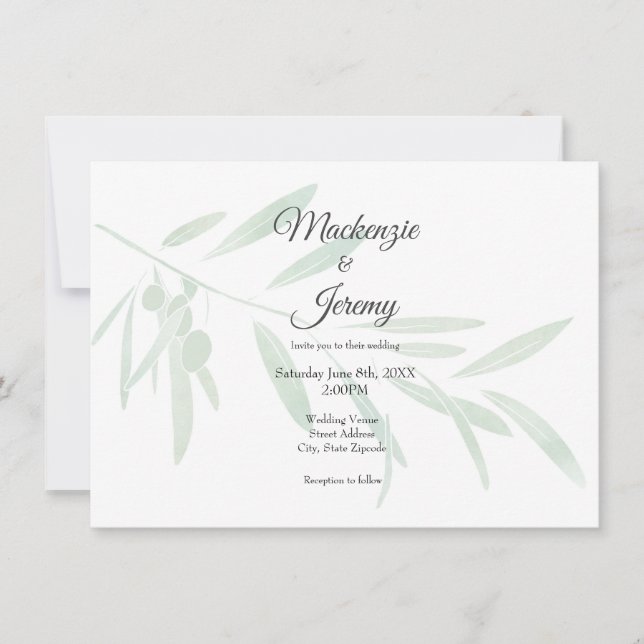 Invitation Branche d'olive aquarelle (Devant)
