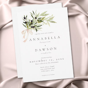 Invitation Branche d'olive aquarelle mariage élégant minimali