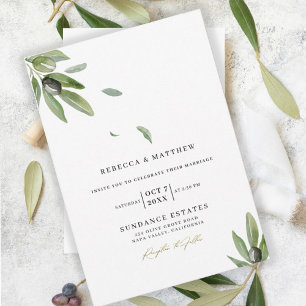 Invitation Branche d'olive botanique Élégant Mariage Monogram