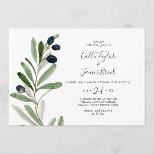 Invitation Branche d'olive moderne Mariage horizontal