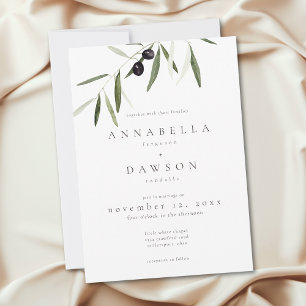 Invitation Branche d'olivier Aquarelle Mariage Élégant Minima