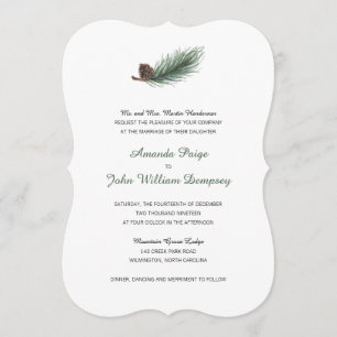 Invitation Branche du pin d'hiver et Pinecone Mariage
