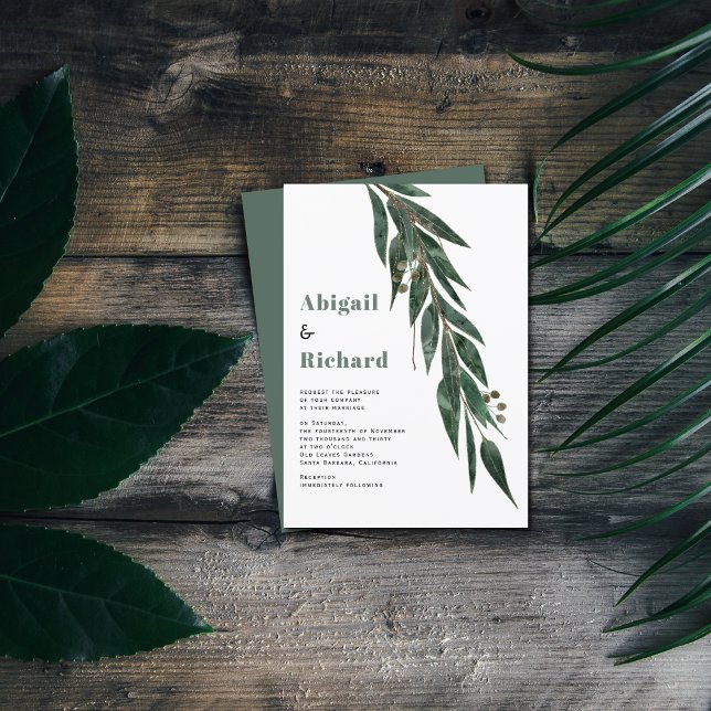 Invitation Branche Eucalyptus avec mariage d'hiver feuille (Créateur téléchargé)