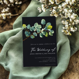 Invitation Branche Eucalyptus et mariage feuille vert