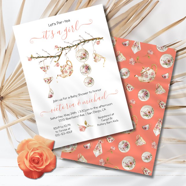 Invitation Branche Floral Tea Party Baby shower (Créateur téléchargé)