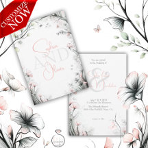 Branche florale délicate et fantaisiste rose tendr