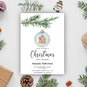 Invitation Branche hivernale avec douche de bébé jouet