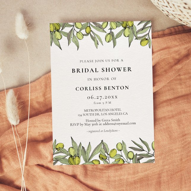 Invitation Branche Olive moderne Douche nuptiale (Créateur téléchargé)