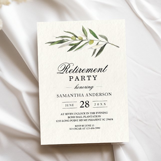 Invitation Branche simple à l'aquarelle vert olive (Créateur téléchargé)