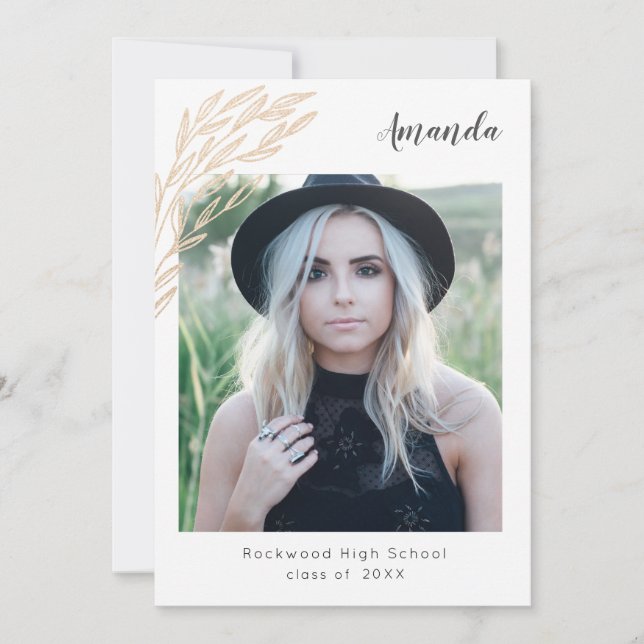 Invitation Branche tendance Faire-part/invitation Faux Gold (Devant)