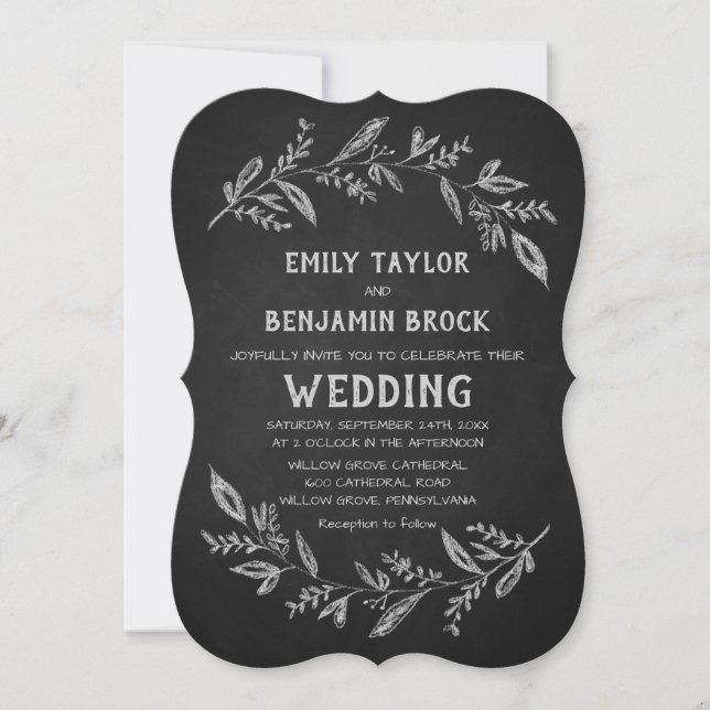 Invitation Branches courbes | Mariage de tableau de bord (Devant)