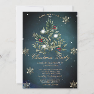 Invitation Branches d'arbre de Noël Snowflakes Société Fête