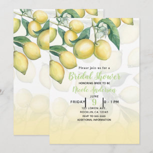 Invitation Branches de Citron Blanc & Jaune Campagne Rustique