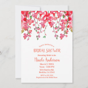 Invitation Branches de Coral d'Orchidée de Printemps Fleur de